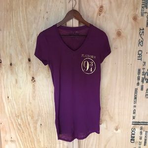 Harry Potter Women’s Size S Burnout Tee Purple V-Neck 9 3/4